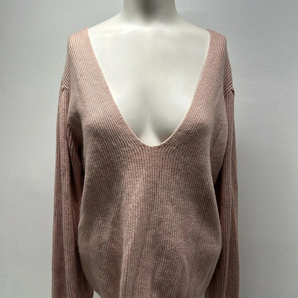 Free People Gingersnap Sweater Tunic Knit Long Sleeve V-Neck Pink Rose Small - Picture 3 of 10